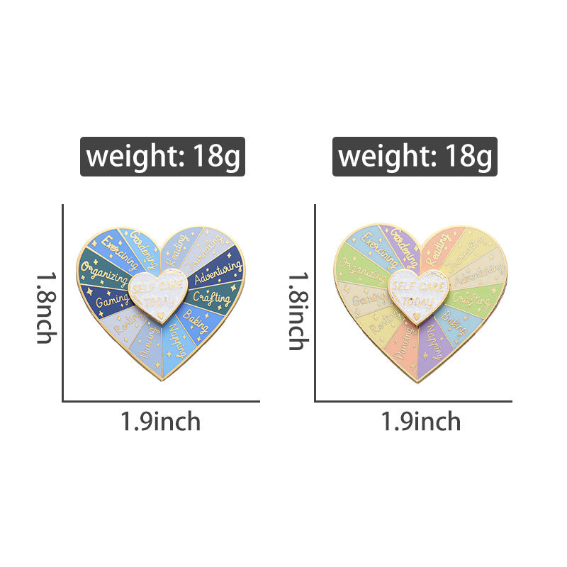 Double Layer Loving Heart Shape Rotating Badge Pin - ChoreGirl