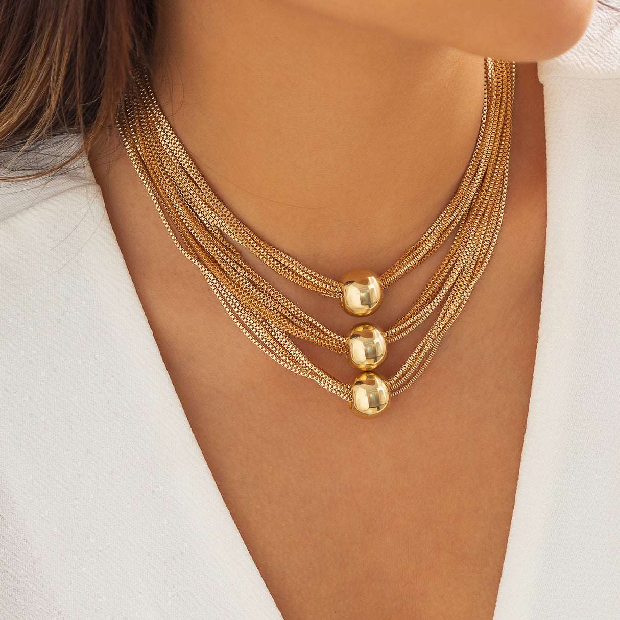 Women's Exaggerated Bold Metal Ball Pendant Necklace - ChoreGirl
