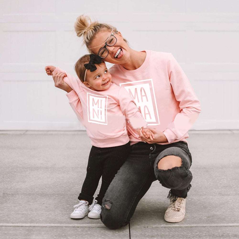 Mother and Daughter Gray, Black And White Three-color Sweatshirts - ChoreGirl