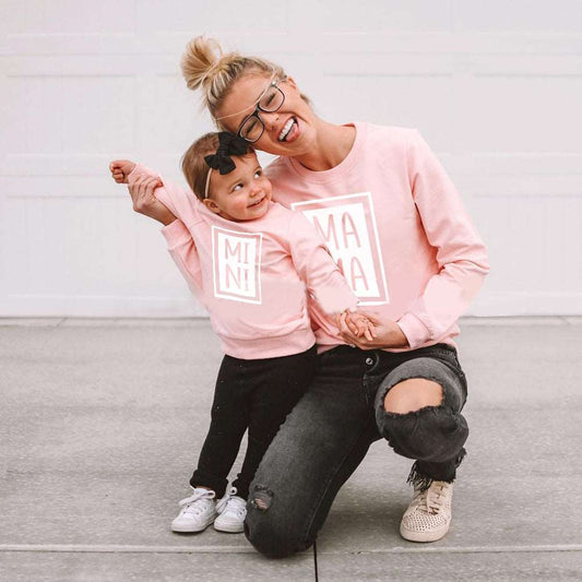 Mother and Daughter Gray, Black And White Three-color Sweatshirts - ChoreGirl