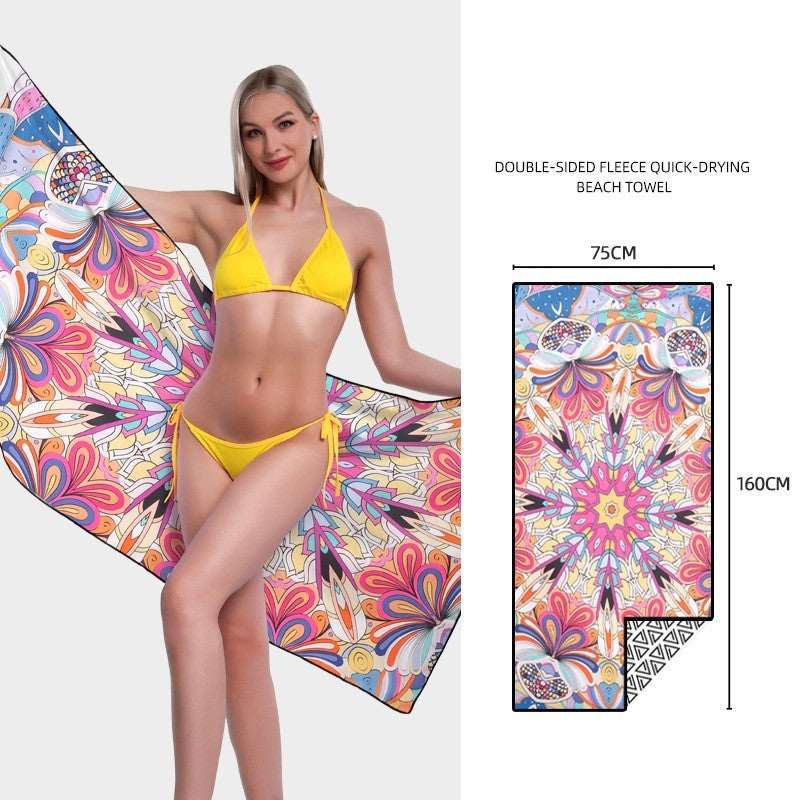 Double-side Printed Quick-drying Velvet Beach Towel - ChoreGirl