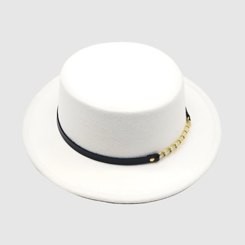 Unisex Solid Color Retro British Style Flat Top Hat - ChoreGirl