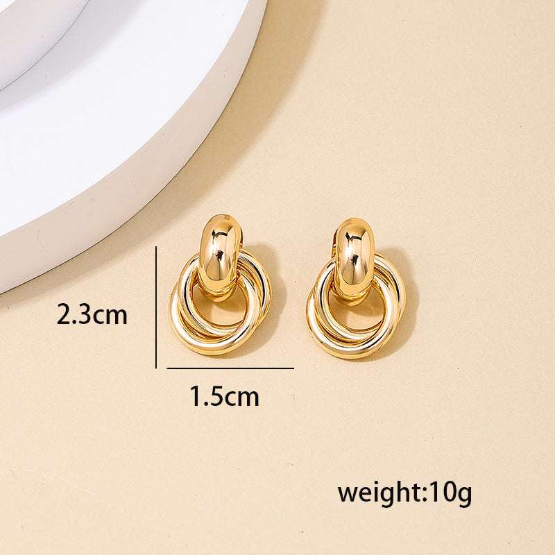 Women's Geometry Pattern Retro Circle Earrings - ChoreGirl