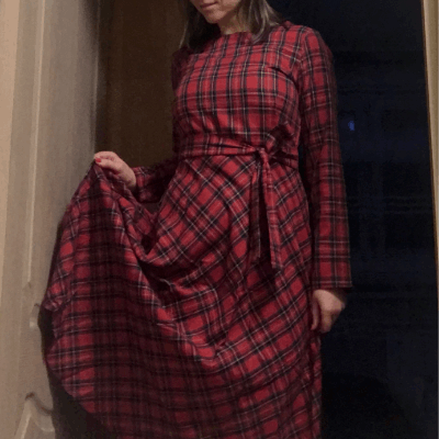 Women's Elegant Plaid Checkered Midi Dress - ChoreGirl