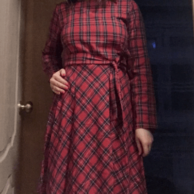 Women's Elegant Plaid Checkered Midi Dress - ChoreGirl