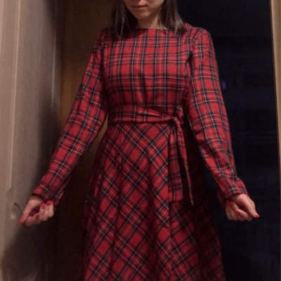 Women's Elegant Plaid Checkered Midi Dress - ChoreGirl