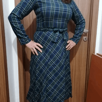 Women's Elegant Plaid Checkered Midi Dress - ChoreGirl