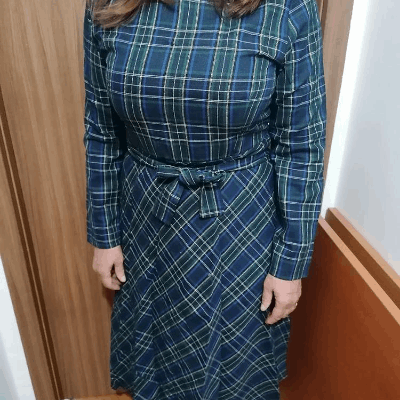 Women's Elegant Plaid Checkered Midi Dress - ChoreGirl