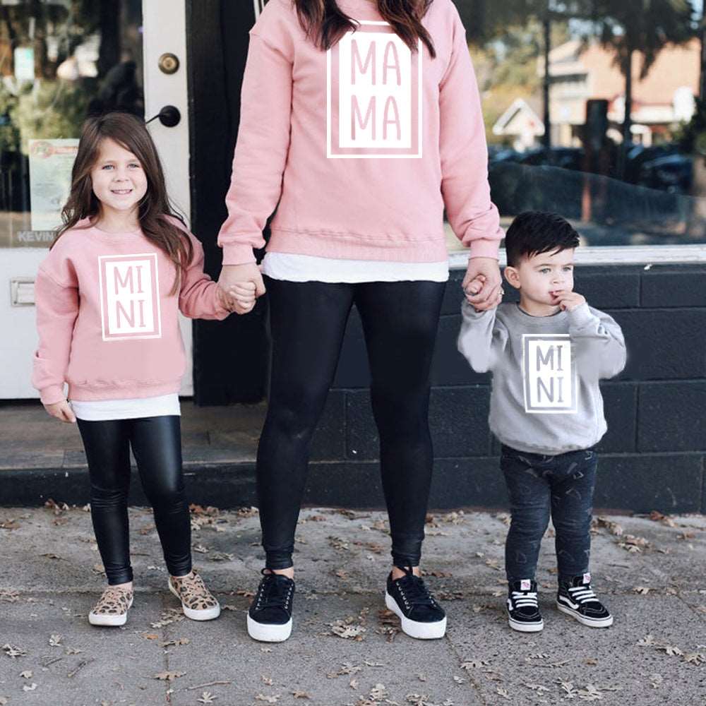 Mother and Daughter Gray, Black And White Three-color Sweatshirts - ChoreGirl