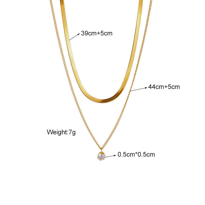 Titanium Steel Metal Diamond Multi-layer Chain Necklace - ChoreGirl