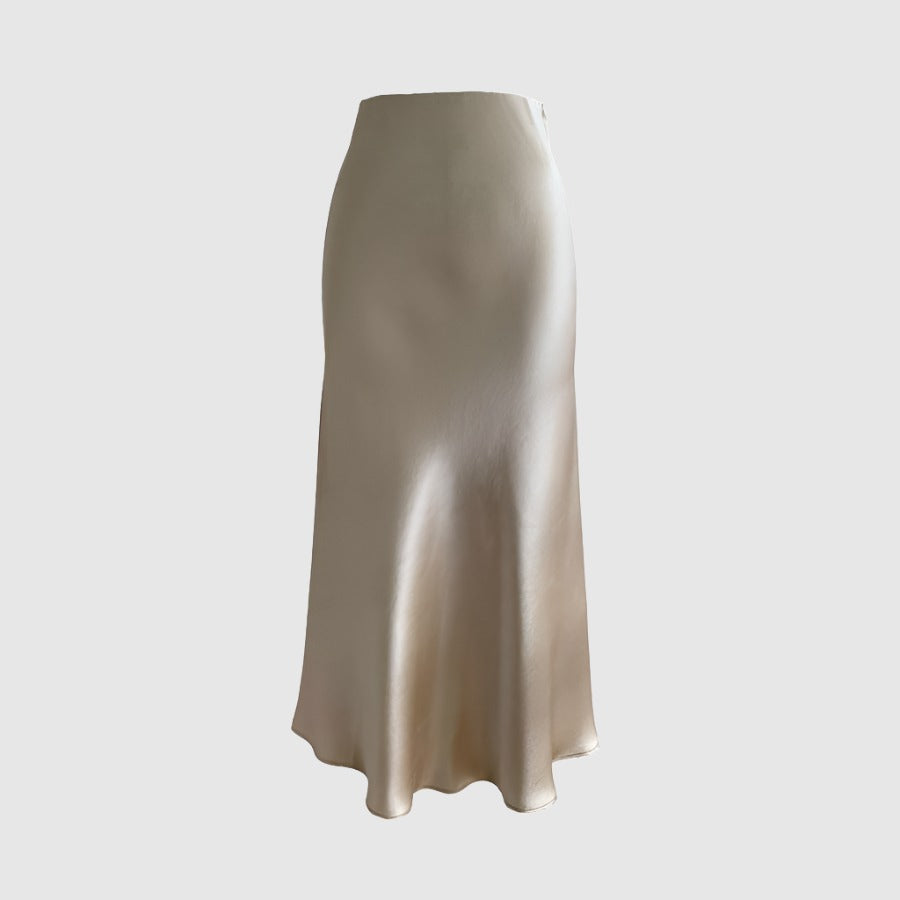 Women's Elegant Triacetate Satin Casual Elastic Waist Skirt - ChoreGirl