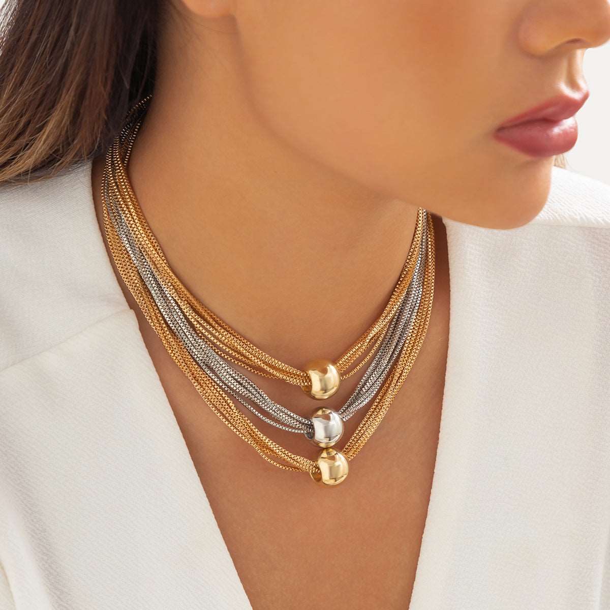 Women's Exaggerated Bold Metal Ball Pendant Necklace - ChoreGirl