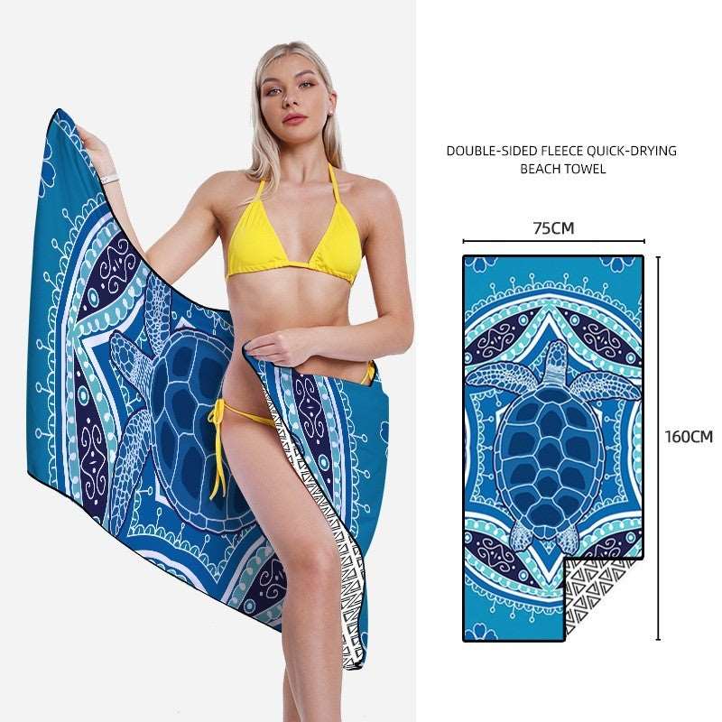 Double-side Printed Quick-drying Velvet Beach Towel - ChoreGirl