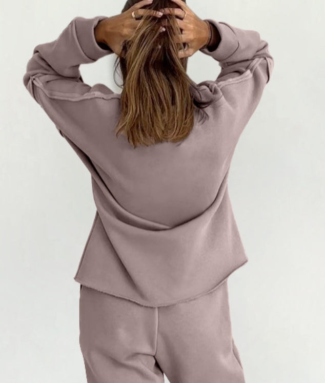 Women's Basics - Oversized Sweatshirt and Pencil Pants Two-piece Outfit Set - ChoreGirl