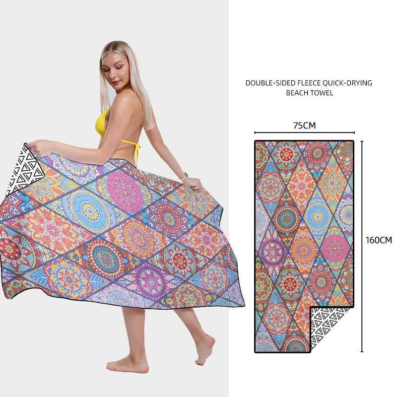 Double-side Printed Quick-drying Velvet Beach Towel - ChoreGirl