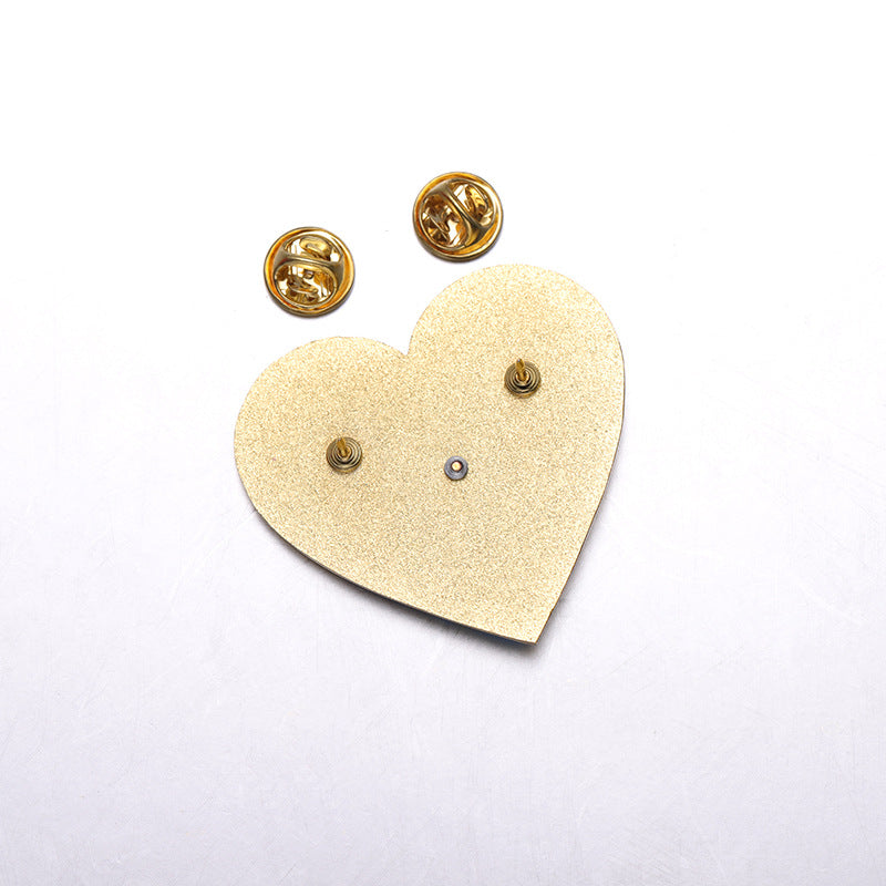 Double Layer Loving Heart Shape Rotating Badge Pin - ChoreGirl