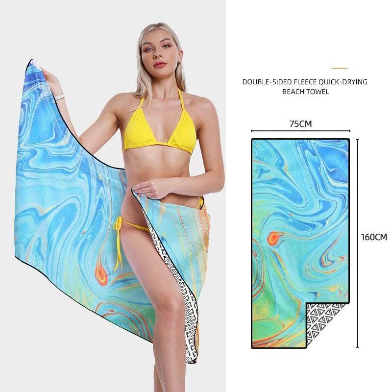 Double-side Printed Quick-drying Velvet Beach Towel - ChoreGirl