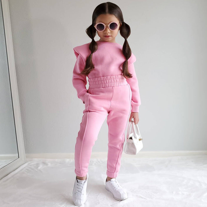 Baby Girl Trendy Casual Long Sleeved Sweatshirt and Pants Outfit Set - ChoreGirl