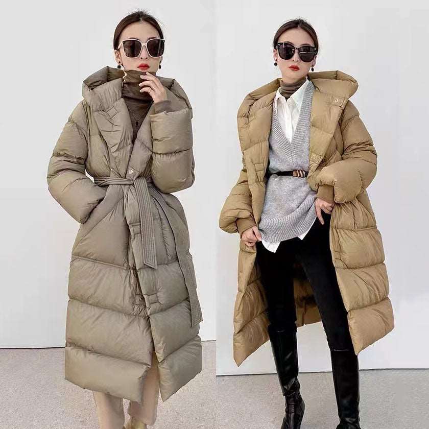 Women's Elegant Long Down Coat - ChoreGirl
