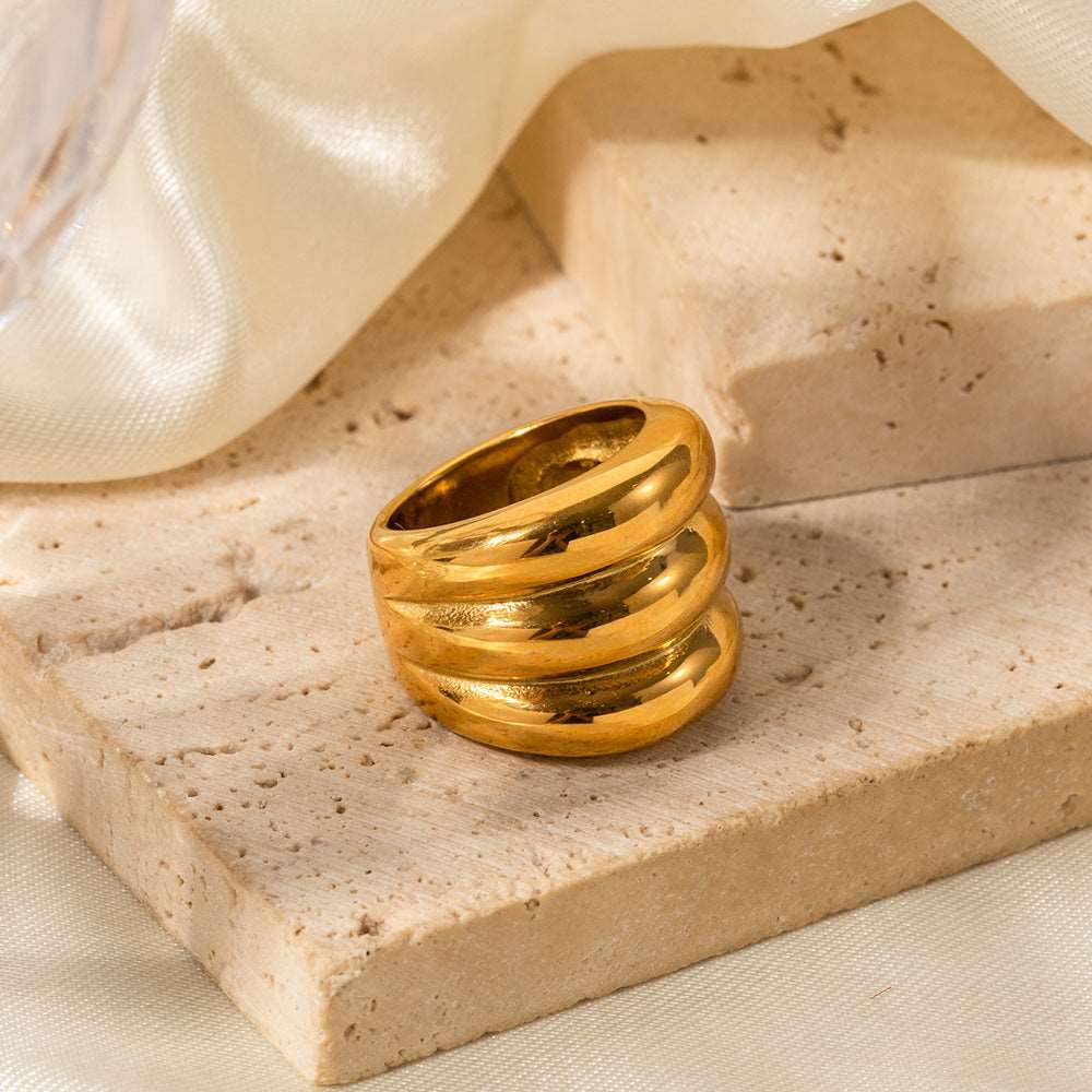 18K Gold Stainless Steel Three-layer Closed Ring - ChoreGirl