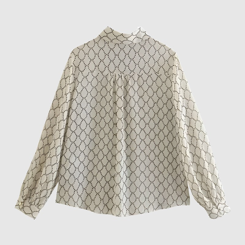 Women's Geometric Pattern Shirt and Skirt With Belt Outfit Set - ChoreGirl