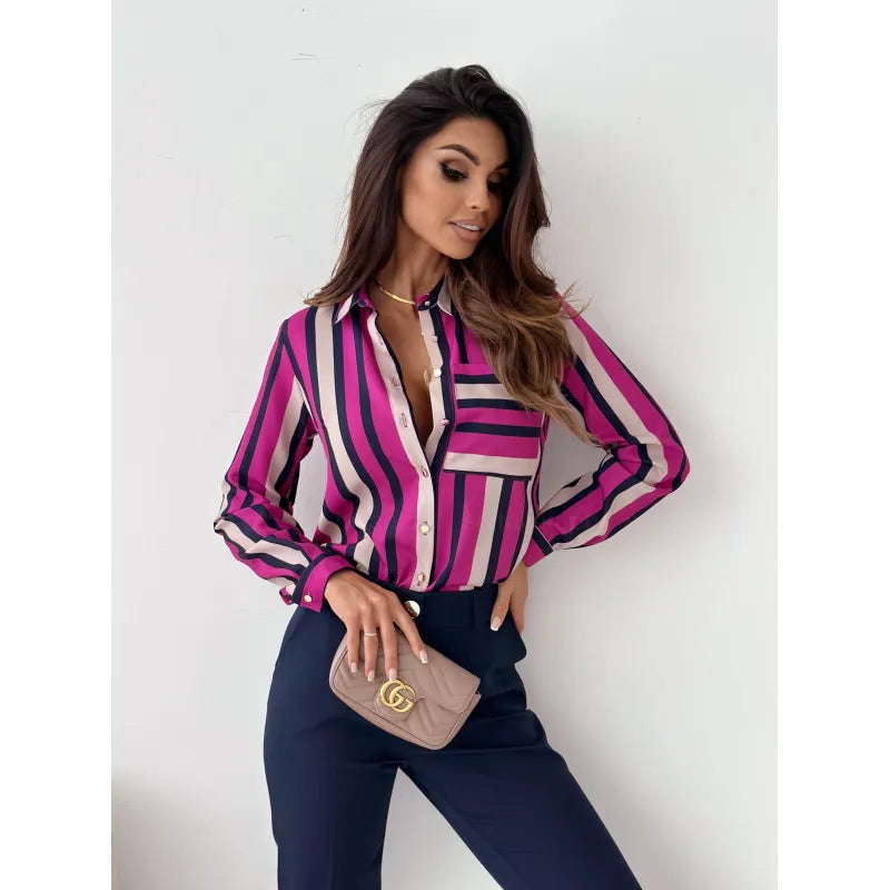 Women's Casual Collar Button-up Shirt - ChoreGirl