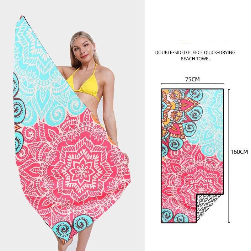 Double-side Printed Quick-drying Velvet Beach Towel - ChoreGirl
