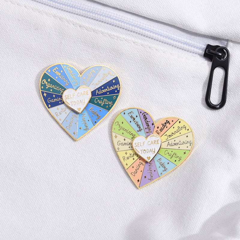 Double Layer Loving Heart Shape Rotating Badge Pin - ChoreGirl