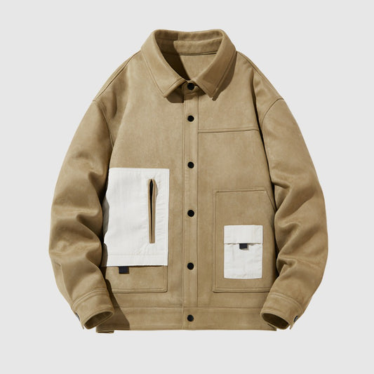 Men's Casual Loose Lapels Collar Suede Fabric Jacket - ChoreGirl
