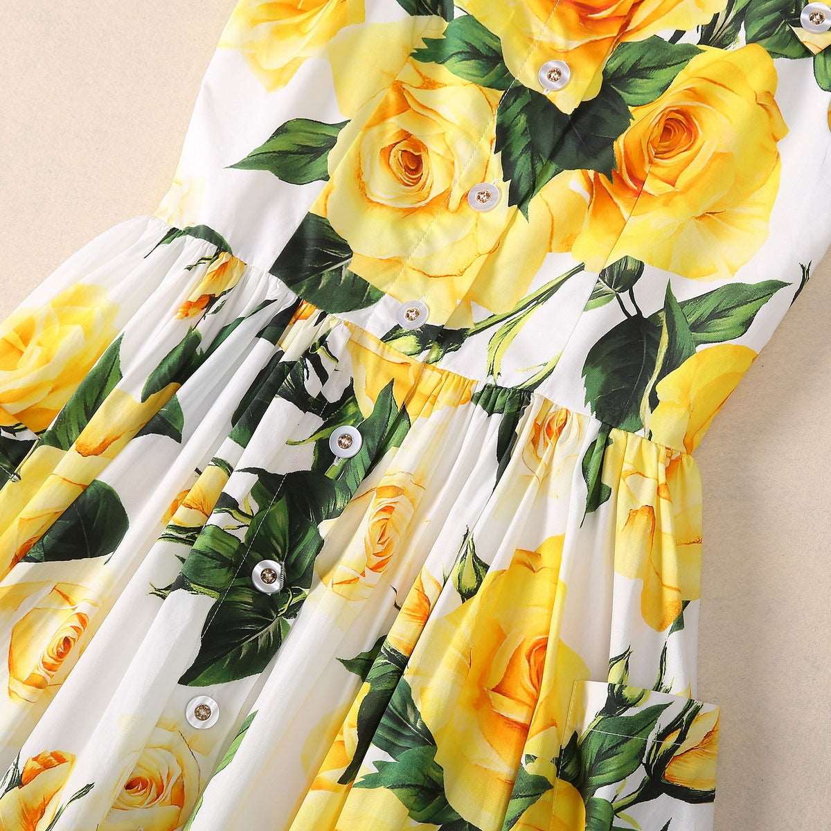 Women's Buttons Swing Dress with Pockets - ChoreGirl
