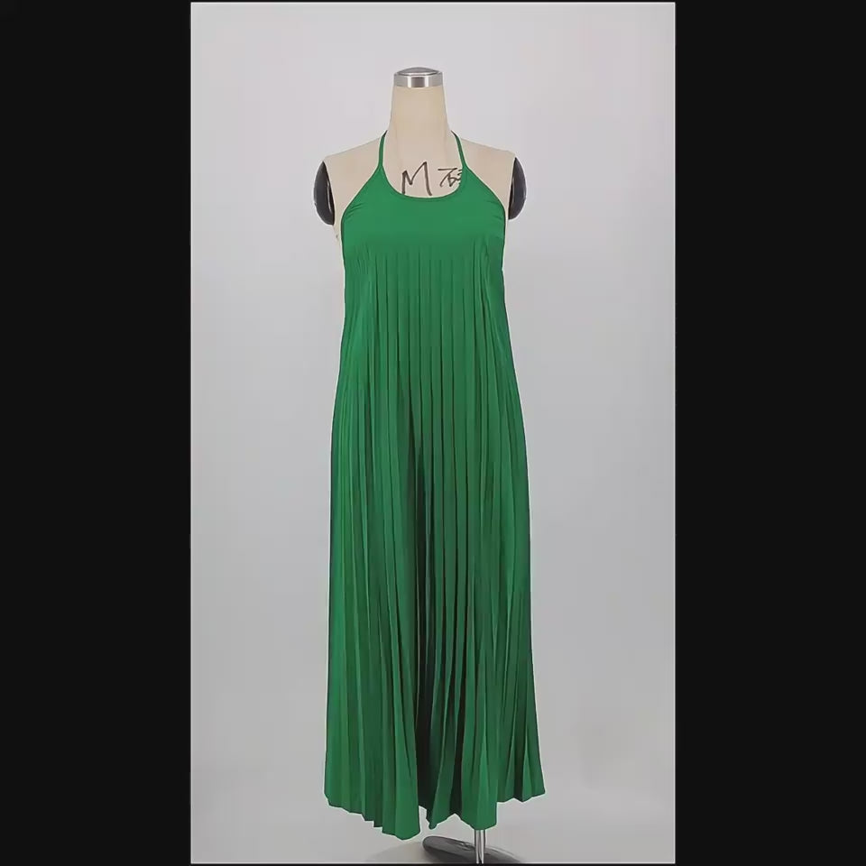 Women's Casual Loose A-line Pleated Dress