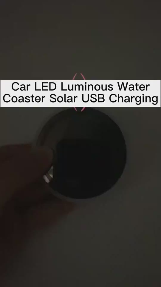 Colorful LED Light-up Solar & USB Charging Non-slip Ambient Light Cup Holder For Car