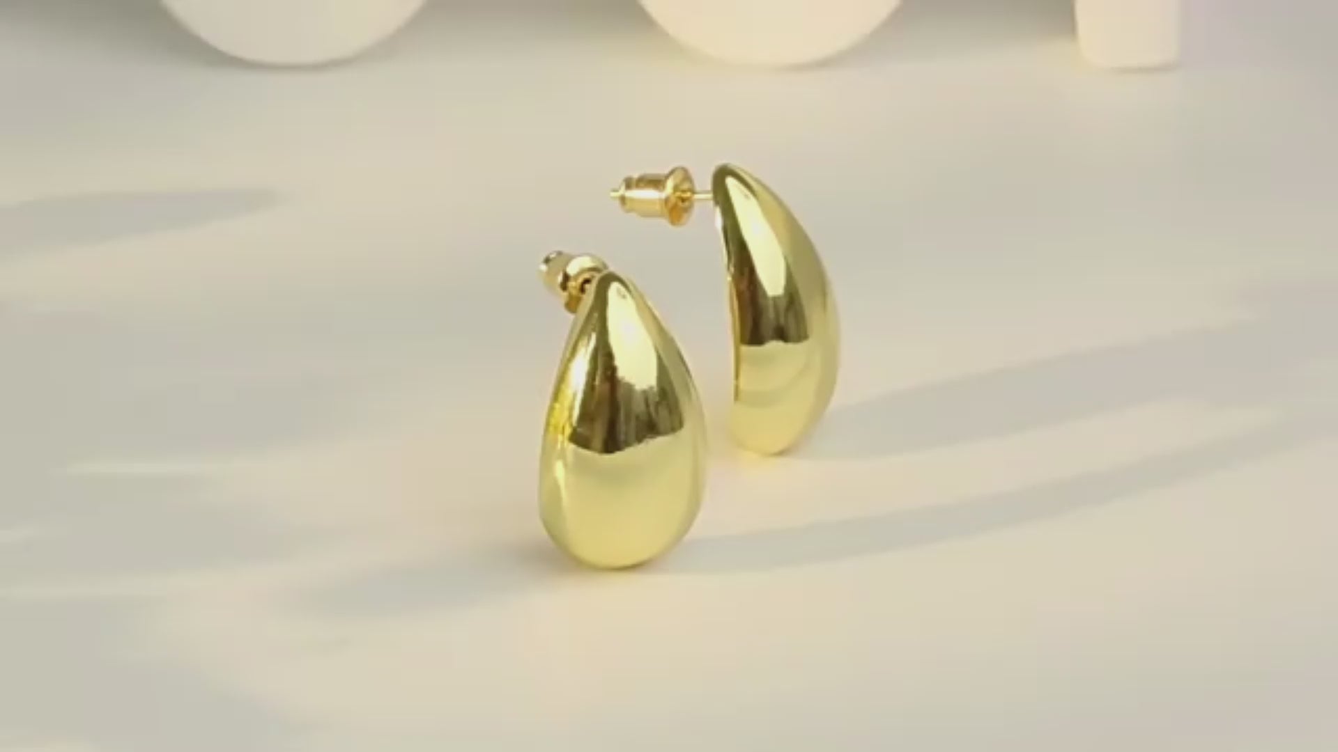 Fashion Jewelry Water Drop Glossy 16k Real Gold Plating Simple And Elegant Earrings
