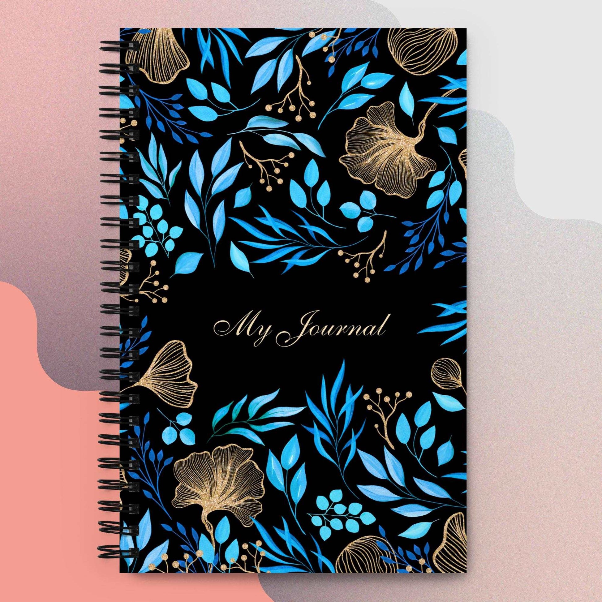 Blue Flower Garden Design Spiral Notebook, 140 pages - ChoreGirl