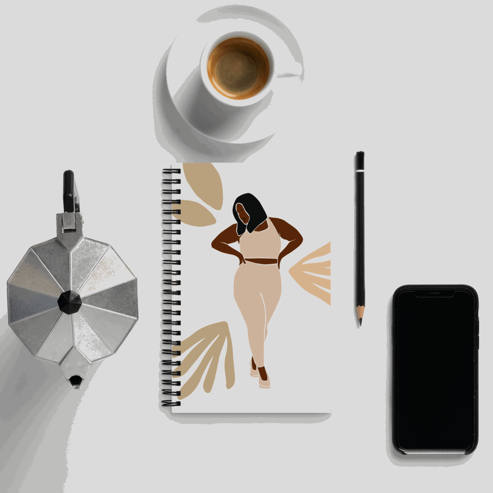 Custom Minimalist Woman Silhouette Spiral Notebook, 140 pages | PERSONALIZED - ChoreGirl
