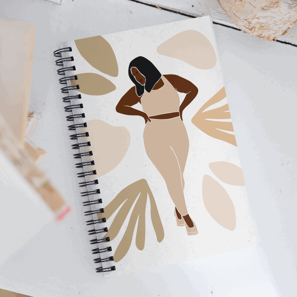 Custom Minimalist Woman Silhouette Spiral Notebook, 140 pages | PERSONALIZED - ChoreGirl