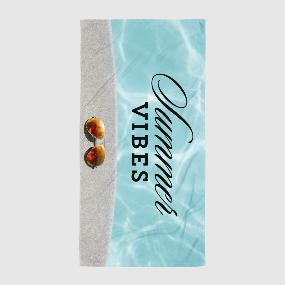 Custom Summer Vibes Print Beach Towel | PERSONALIZED - ChoreGirl
