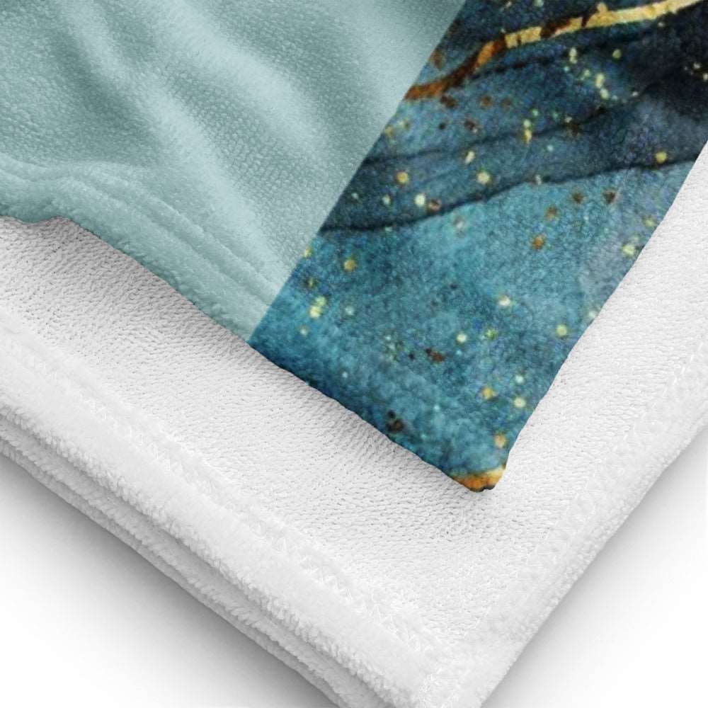 Custom Marble Blue Print Personalized Name Beach Towel | PERSONALIZED - ChoreGirl