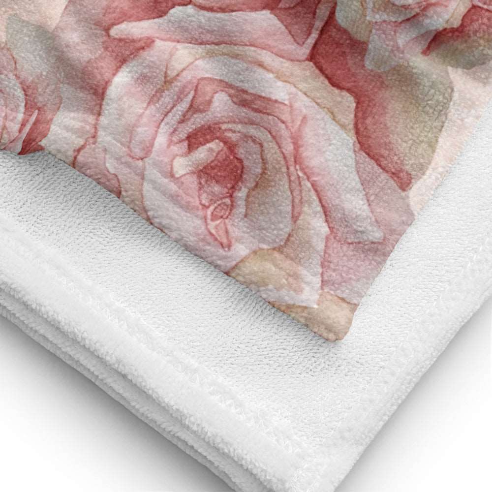 Custom Rose Flower Print Personalized Name Beach Towel | PERSONALIZED - ChoreGirl