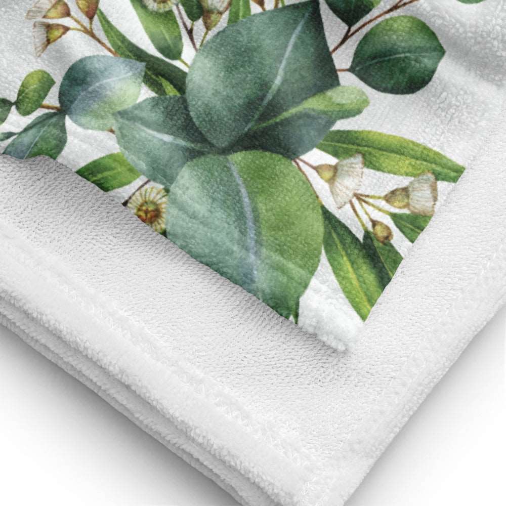 Custom Name Beach Towel with Green Leaves Design | PERSONALIZED - ChoreGirl