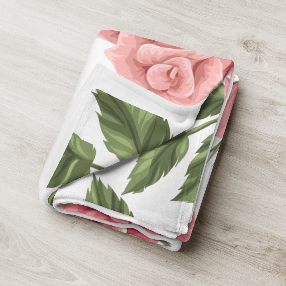 Custom Letter Romantic Rose Throw Blanket | PERSONALIZED - ChoreGirl