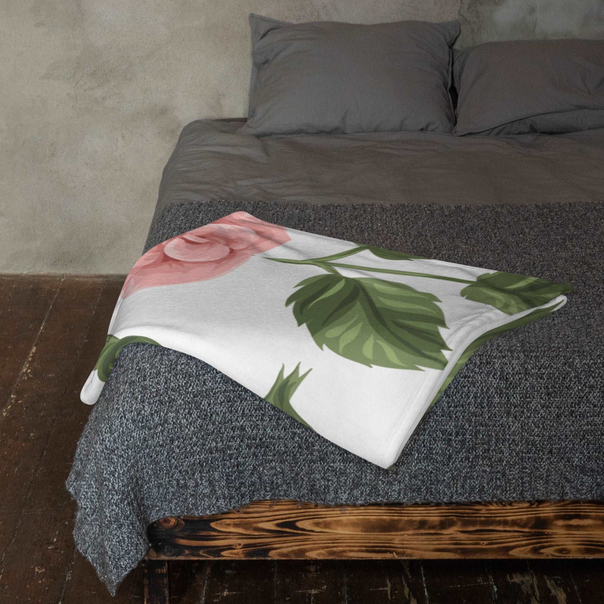 Custom Letter Romantic Rose Throw Blanket | PERSONALIZED - ChoreGirl