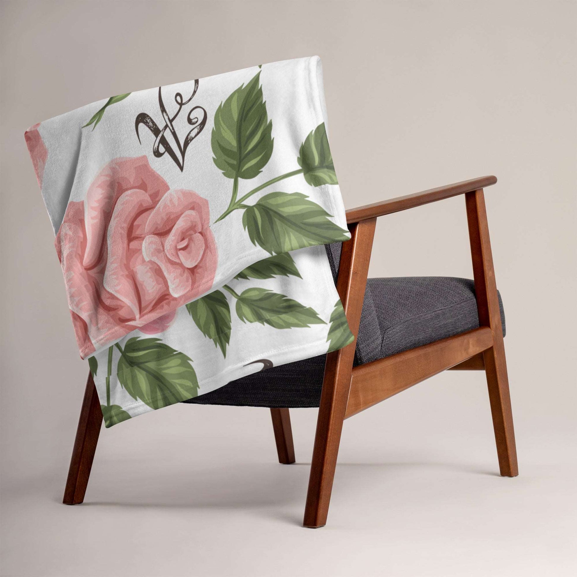 Custom Letter Romantic Rose Throw Blanket | PERSONALIZED - ChoreGirl