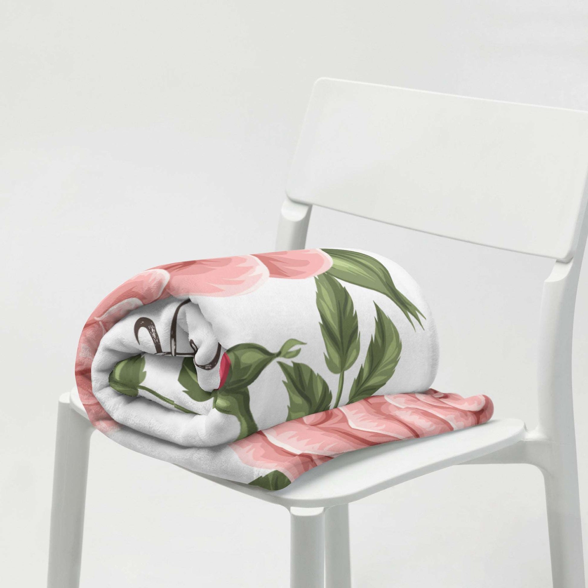 Custom Letter Romantic Rose Throw Blanket | PERSONALIZED - ChoreGirl