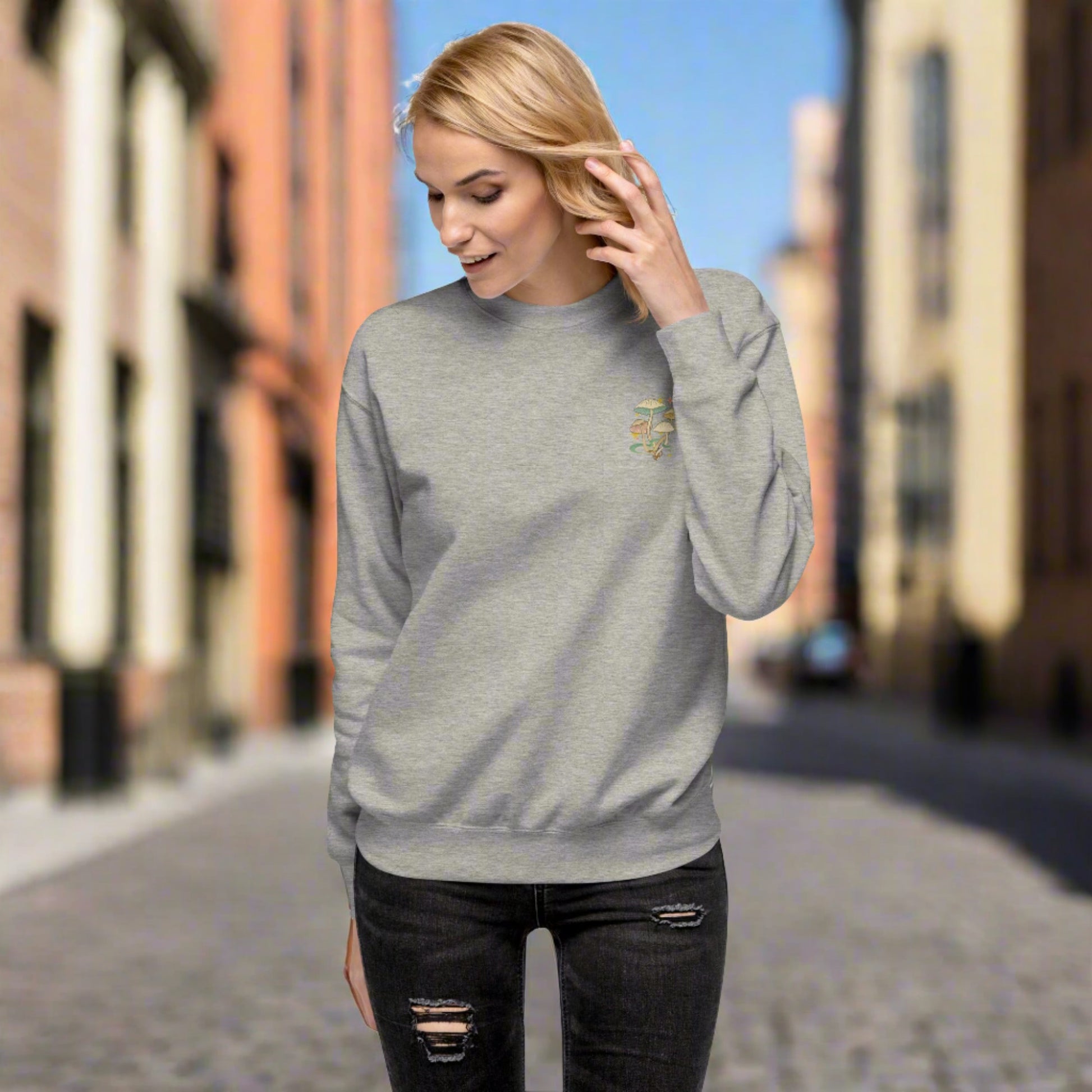 Custom Unisex Skull Mushroom Premium Sweatshirt | PERSONALIZED - ChoreGirl