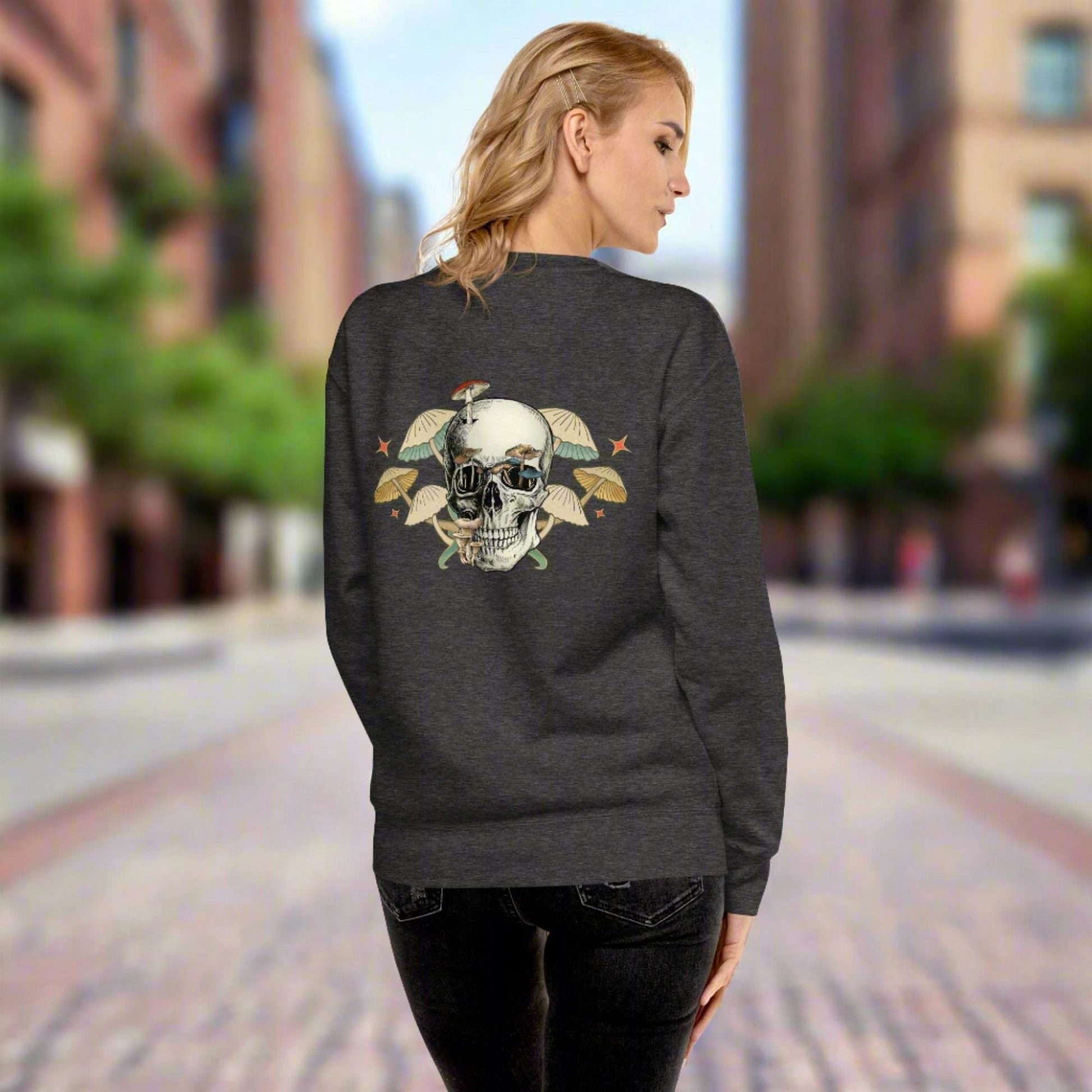 Custom Unisex Skull Mushroom Premium Sweatshirt | PERSONALIZED - ChoreGirl