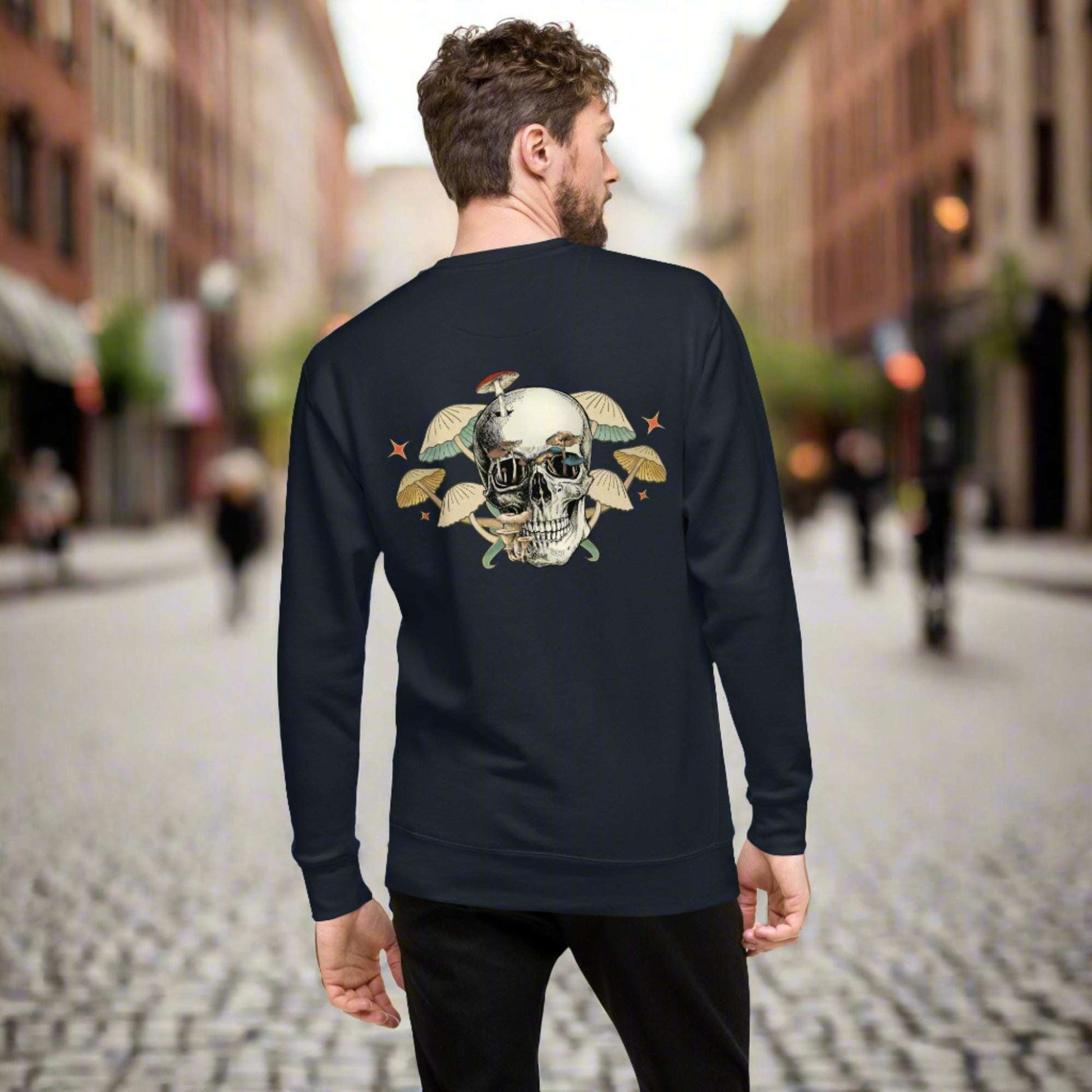 Custom Unisex Skull Mushroom Premium Sweatshirt | PERSONALIZED - ChoreGirl