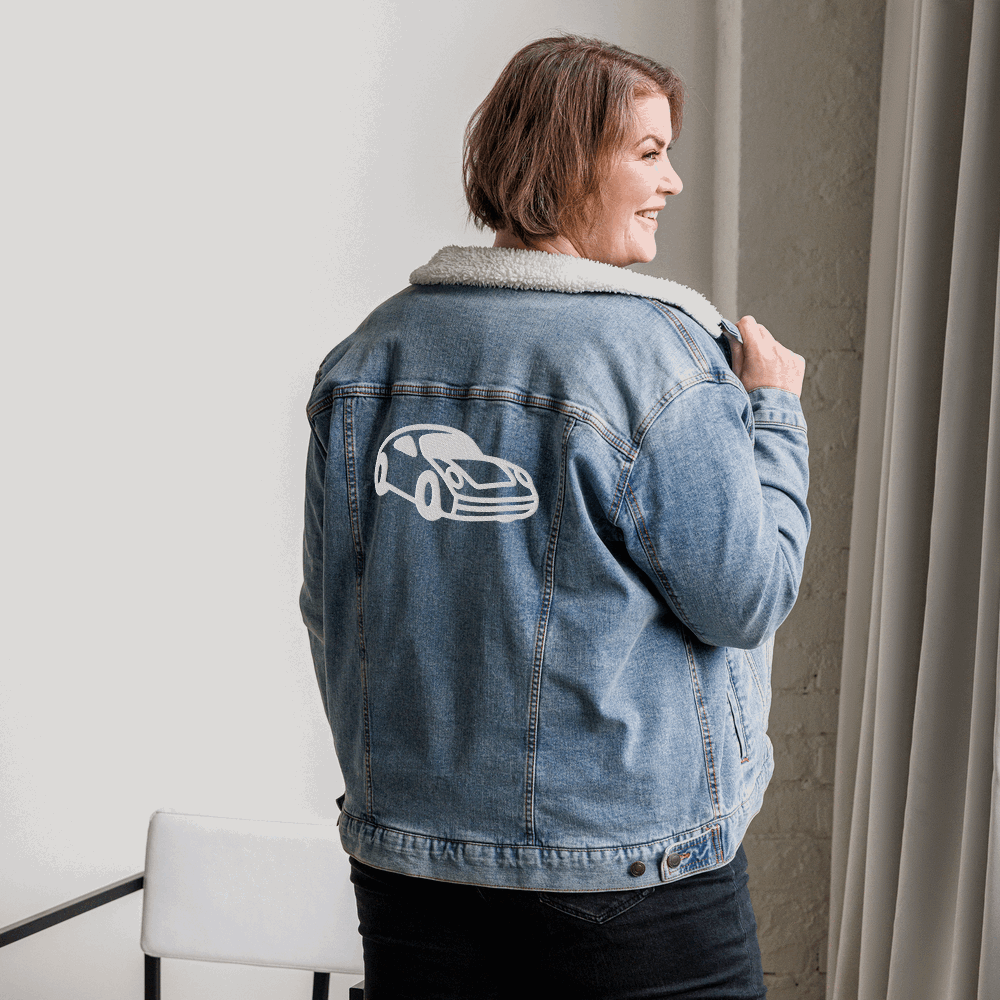 Unisex Custom Name and Icon Denim Sherpa Jacket | PERSONALIZED - ChoreGirl
