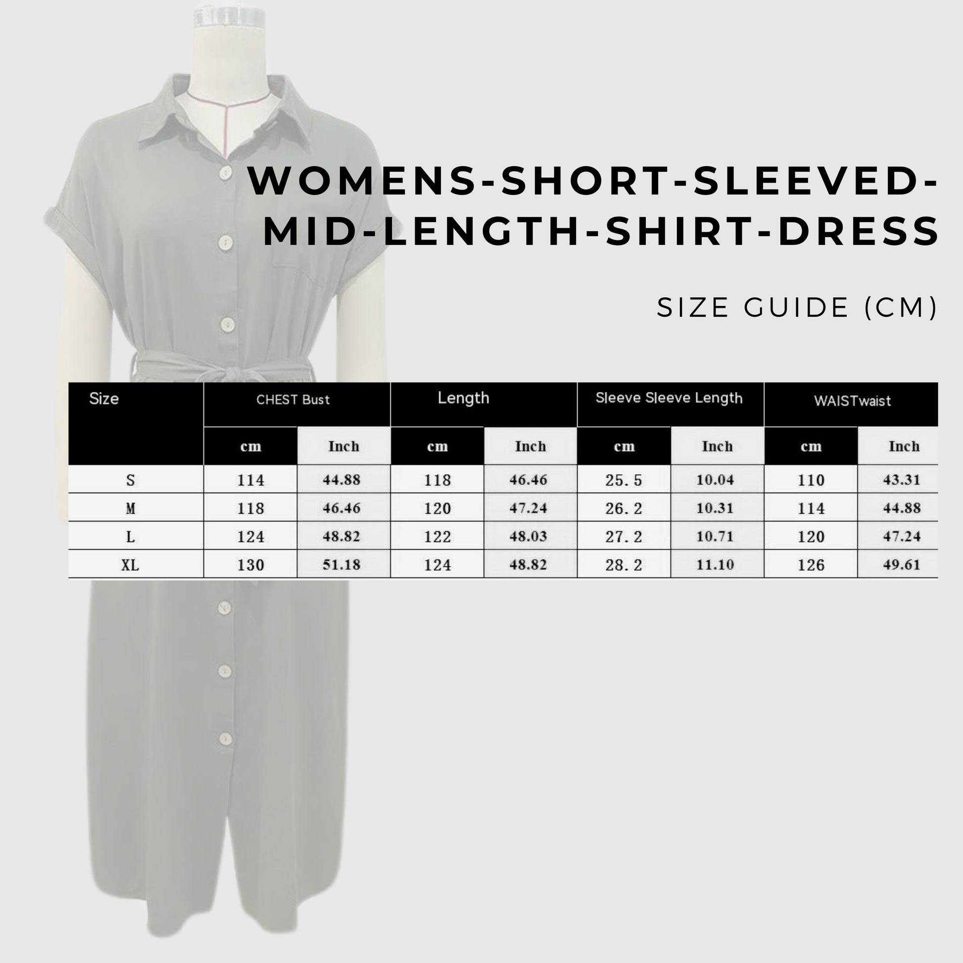 Women's Short Sleeved Mid-Length Shirt Dress - ChoreGirl