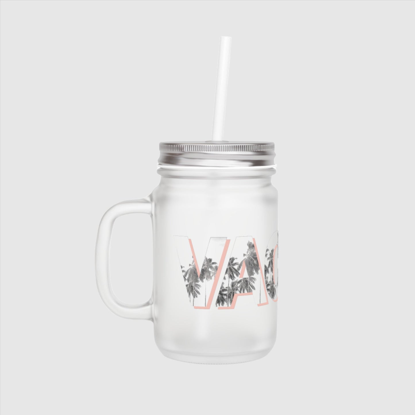 Custom Vacay Print Mason Jar with a straw and lid | PERSONALIZED - ChoreGirl